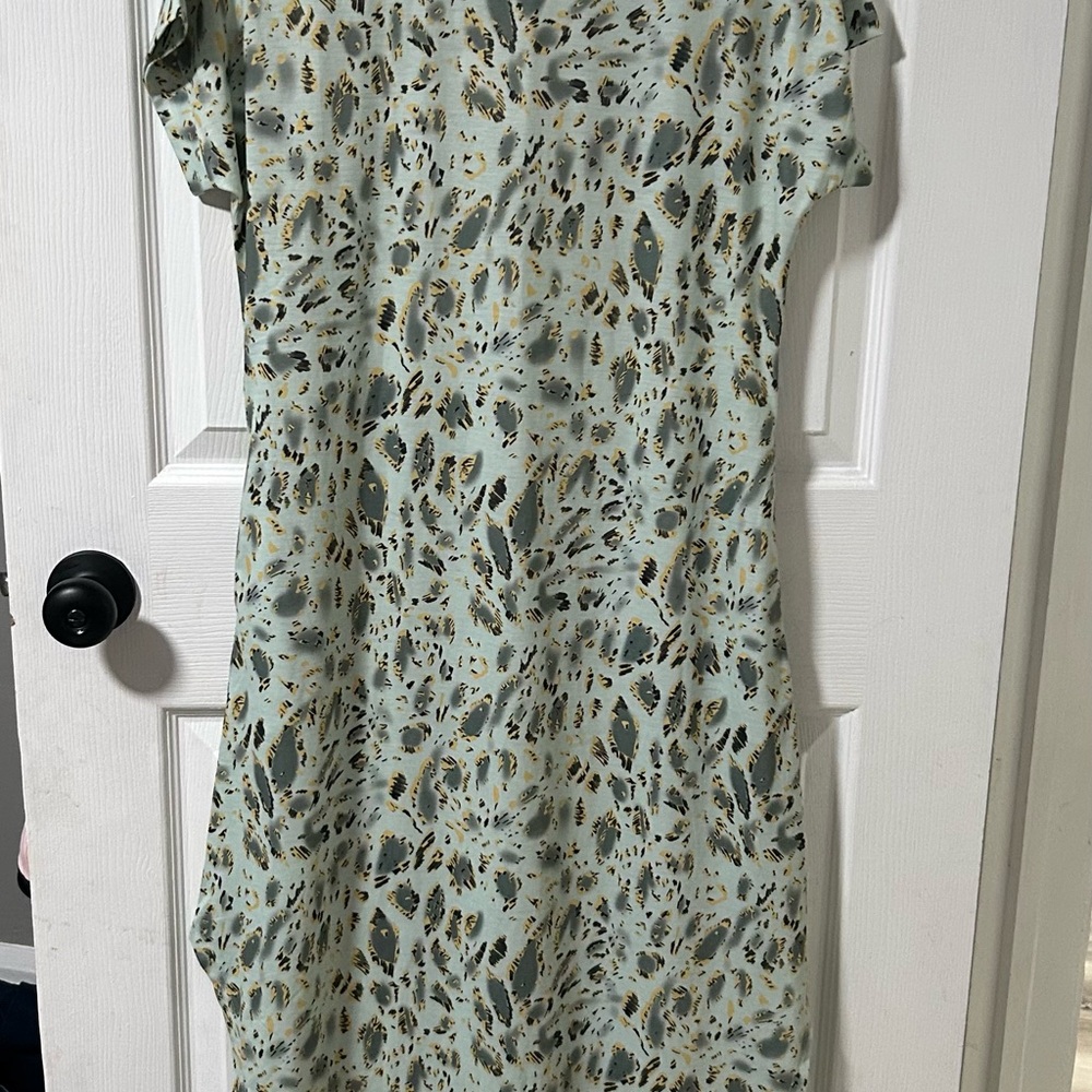 Green Casual Raglan Short Sleeve Midi Dress